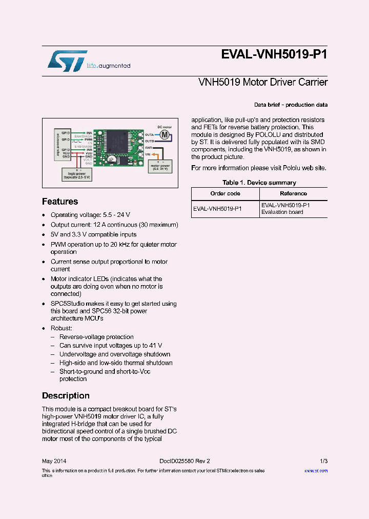EVAL-VNH5019-P1_8302670.PDF Datasheet