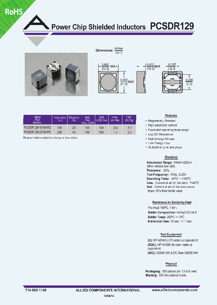 PCSDR129-101M-RC_8303589.PDF Datasheet