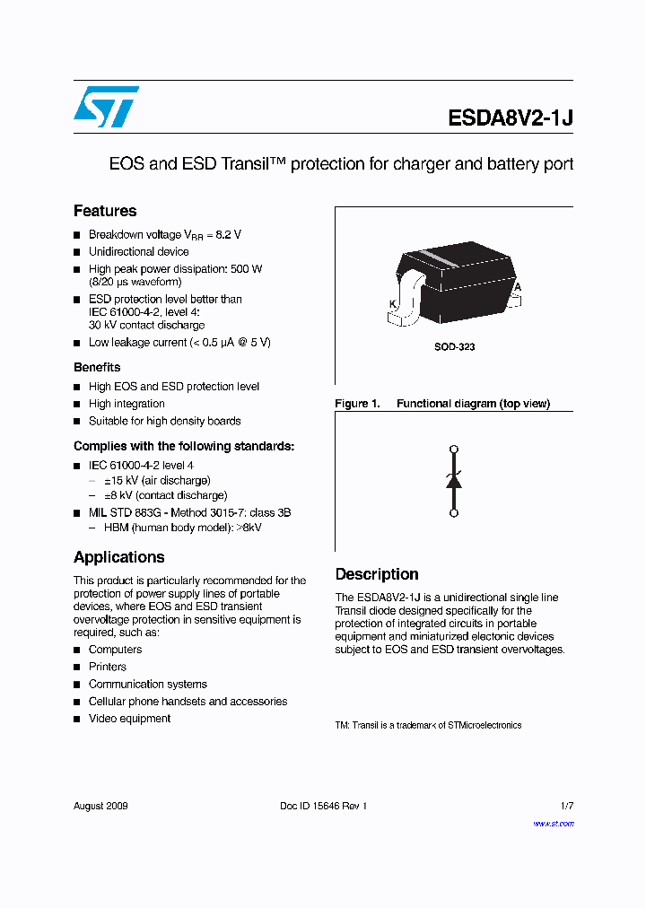 ESDA8V2-1J_8304357.PDF Datasheet