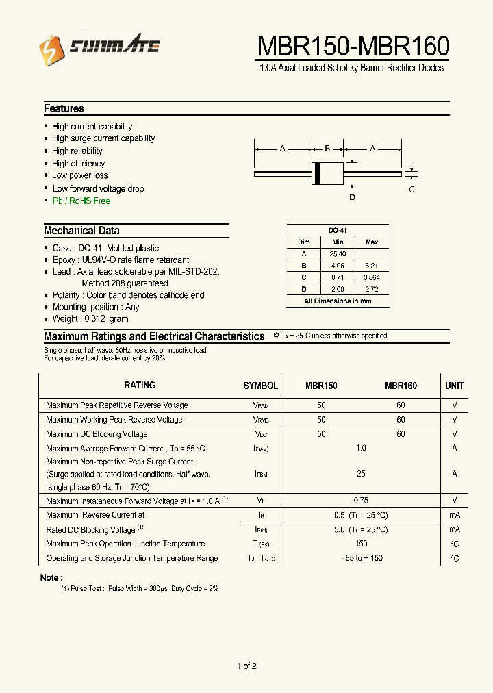 MBR160_8304524.PDF Datasheet