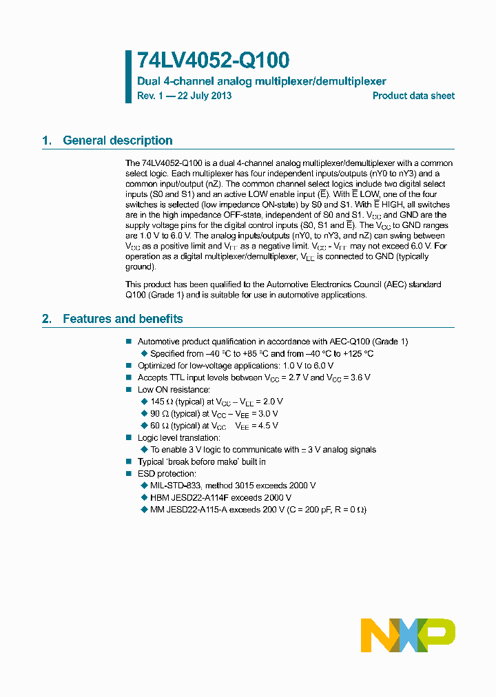 74LV4052D-Q100_8305694.PDF Datasheet
