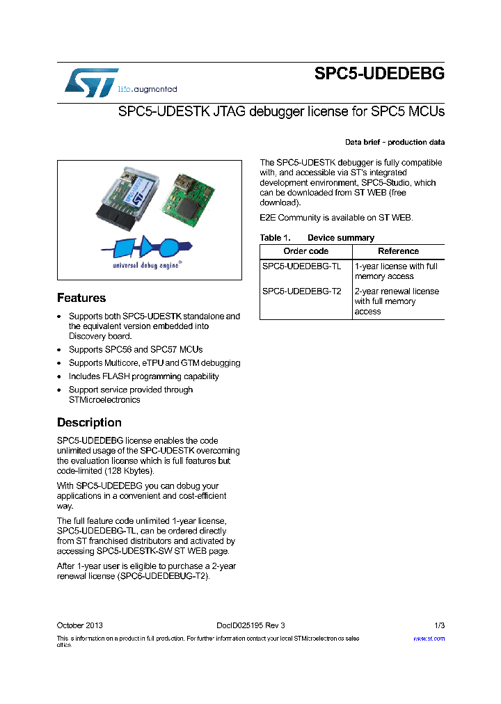SPC5-UDEDEBG_8306374.PDF Datasheet
