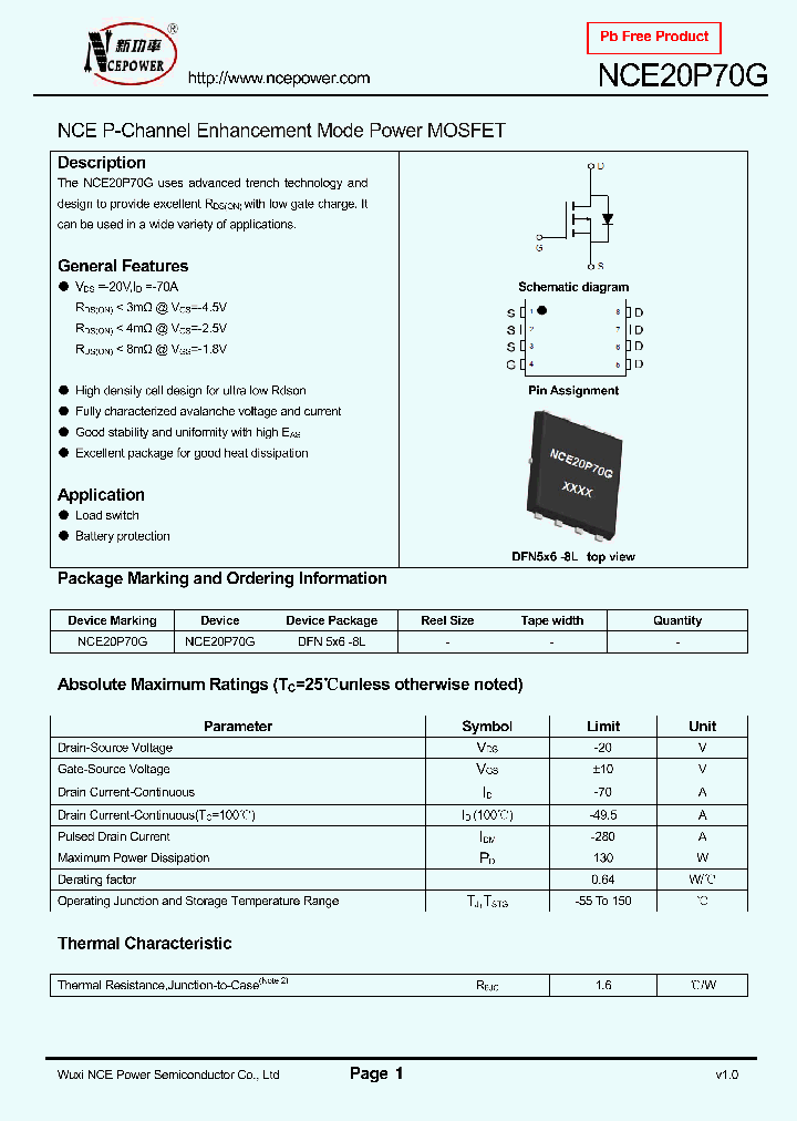 NCE20P70G_8309198.PDF Datasheet