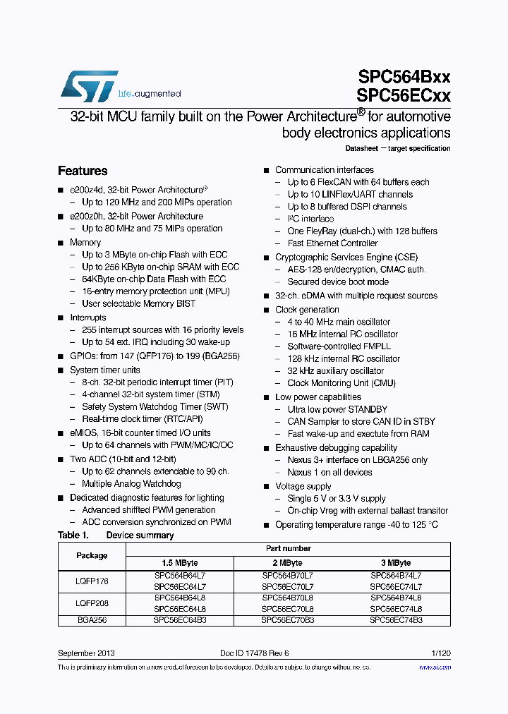 SPC564B64L8C9E0X_8309751.PDF Datasheet