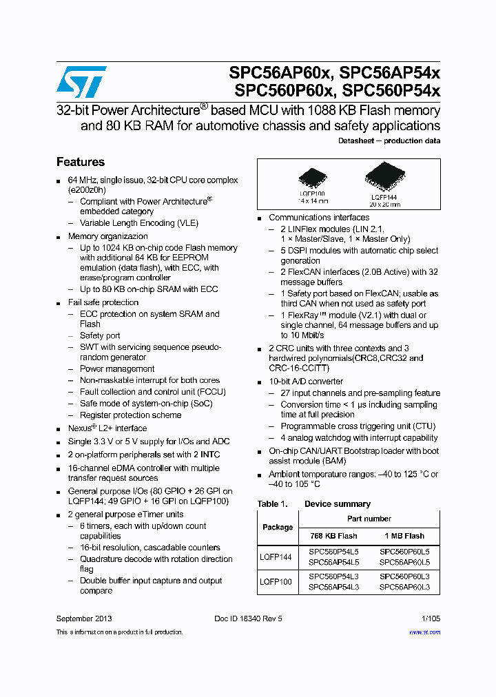 SPC560P54L5CEFAY_8309894.PDF Datasheet