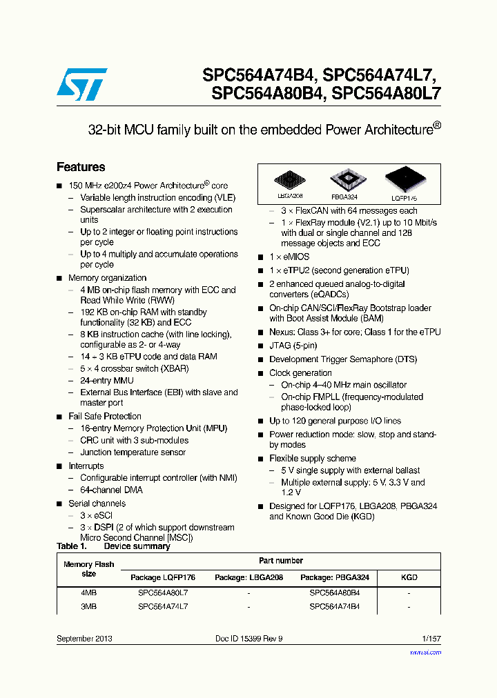 SPC564A74L7CFAY_8309900.PDF Datasheet