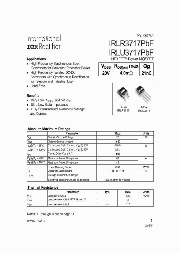 IRLR3717PBF_8310300.PDF Datasheet