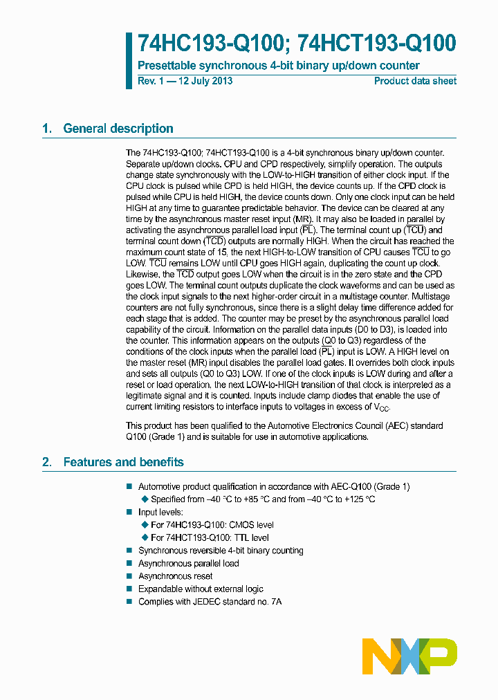 74HC193DB-Q100_8311312.PDF Datasheet