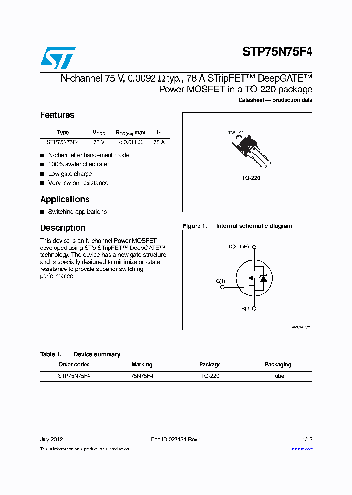 STP75N75F4_8311500.PDF Datasheet