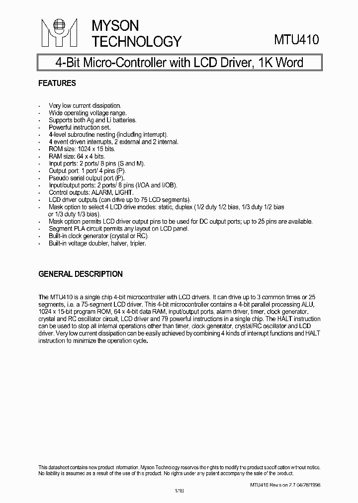 MTU410_8311757.PDF Datasheet