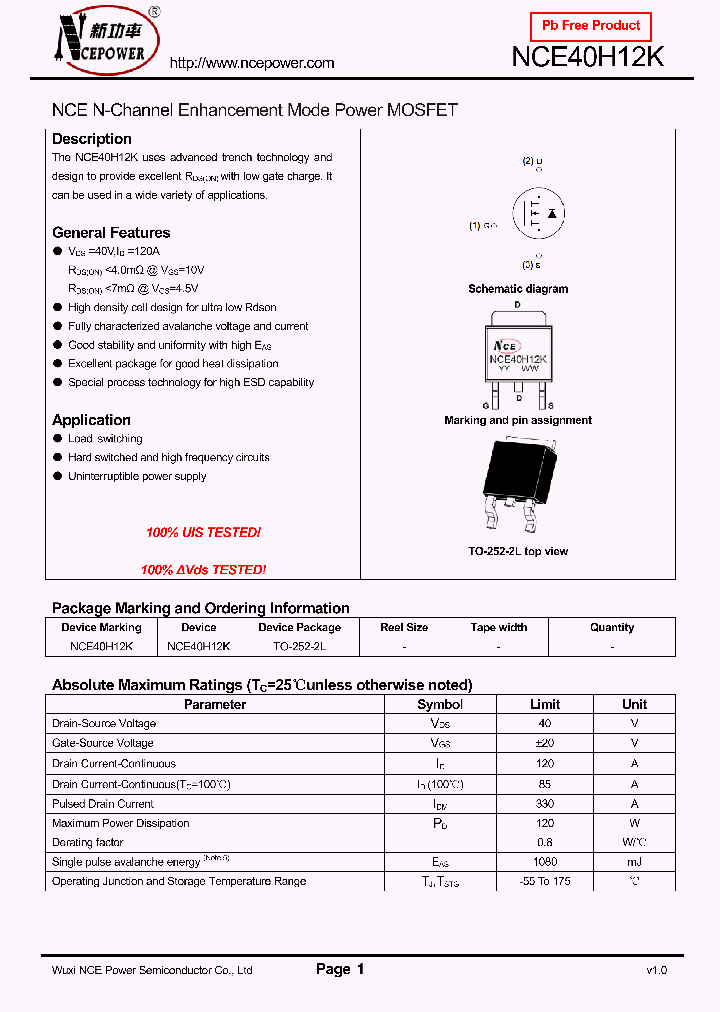 NCE40H12K_8312345.PDF Datasheet