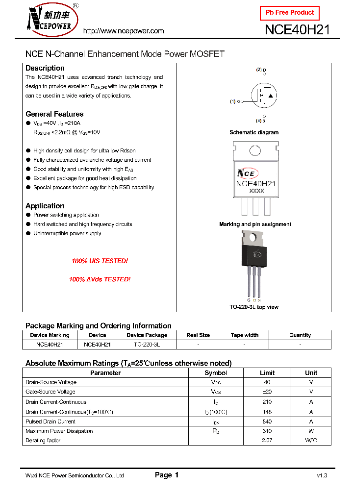 NCE40H21_8312349.PDF Datasheet