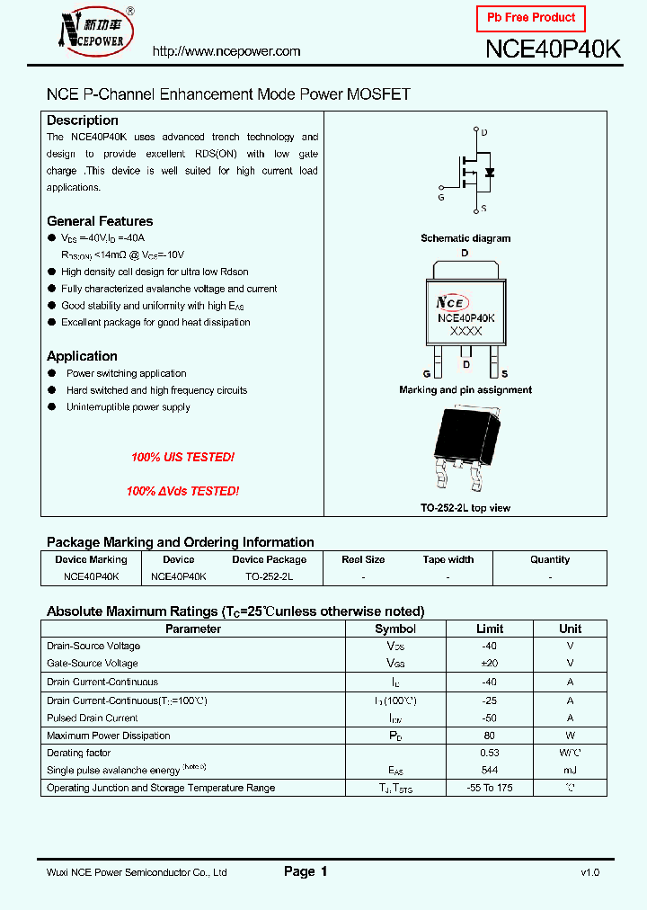 NCE40P40K_8312356.PDF Datasheet