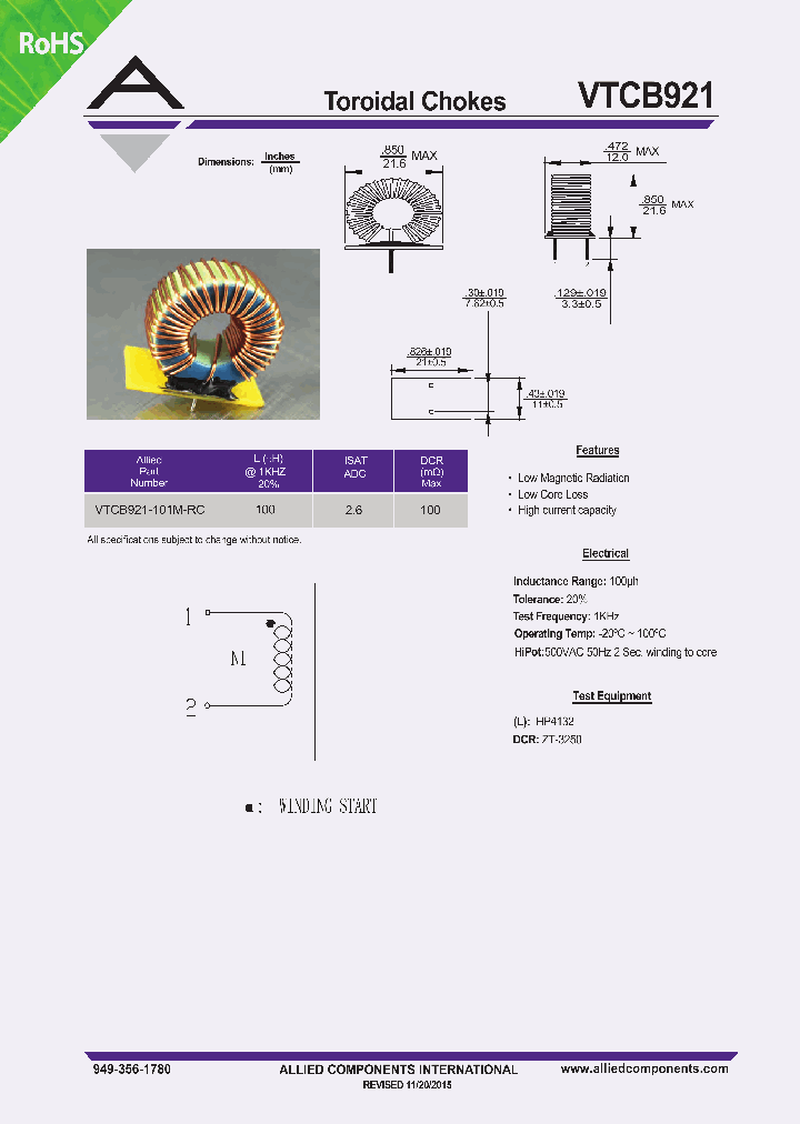 VTCB921-101M-RC_8314735.PDF Datasheet
