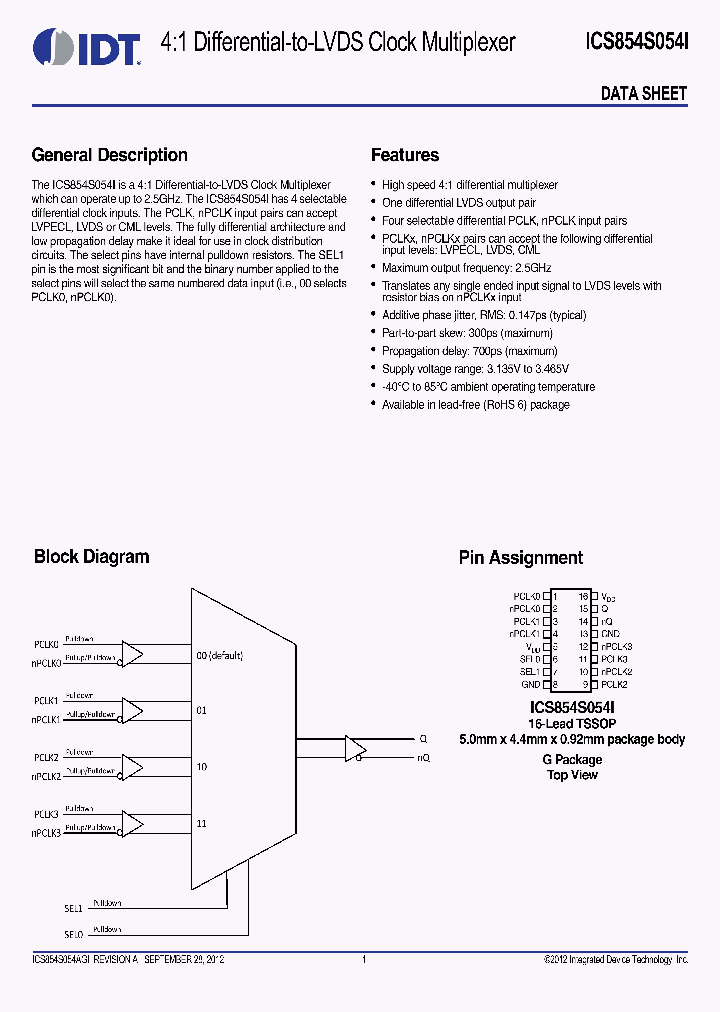 ICS854S054I_8315724.PDF Datasheet