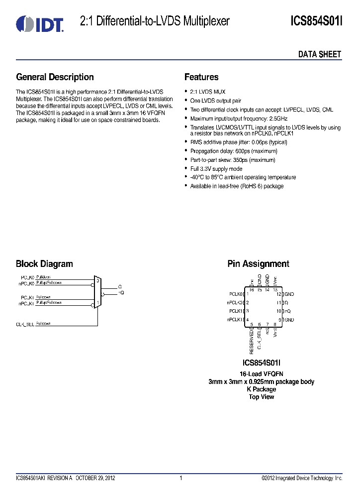 ICS854S01I_8315723.PDF Datasheet