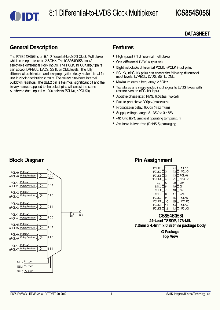 ICS854S058I_8315726.PDF Datasheet