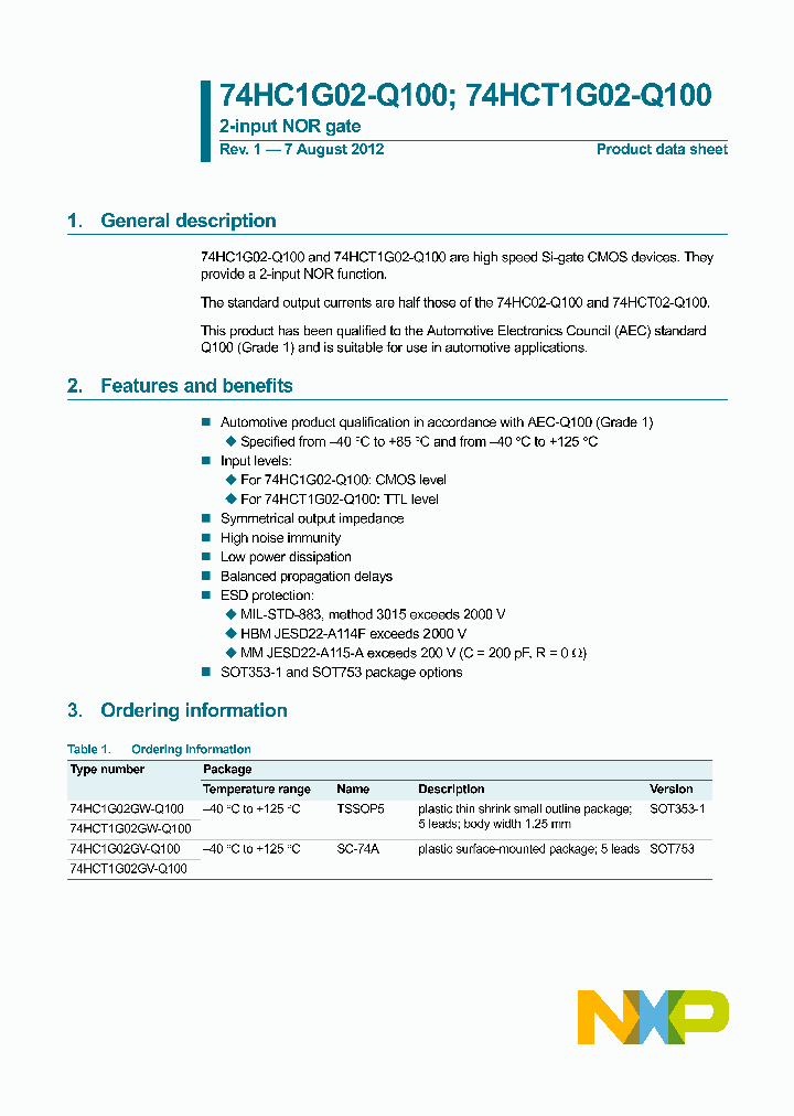 74HC1G02GV-Q100_8315983.PDF Datasheet