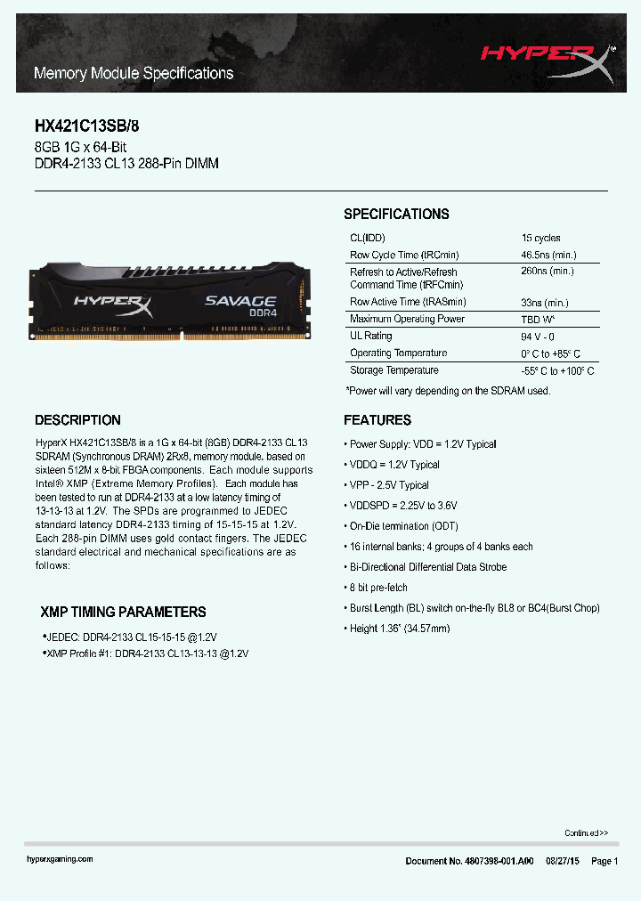 HX421C13SB-8_8317733.PDF Datasheet