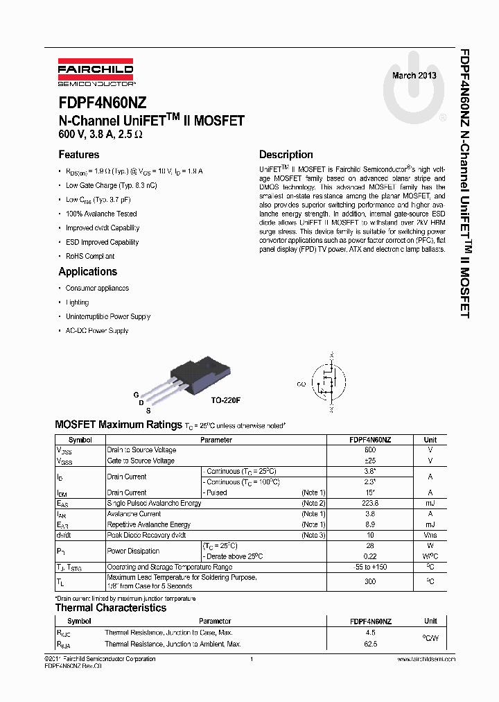 FDPF4N60NZ_8321512.PDF Datasheet