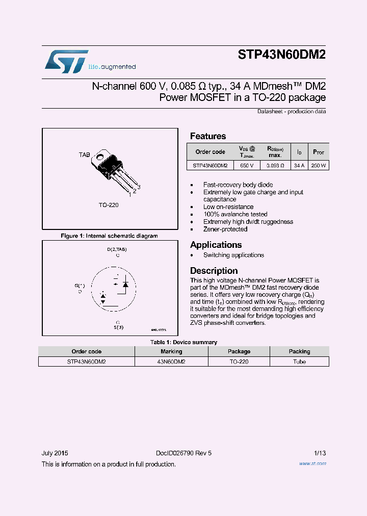 STP43N60DM2_8323239.PDF Datasheet