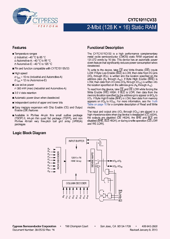 CY7C1011CV33-12ZSXE_8323787.PDF Datasheet