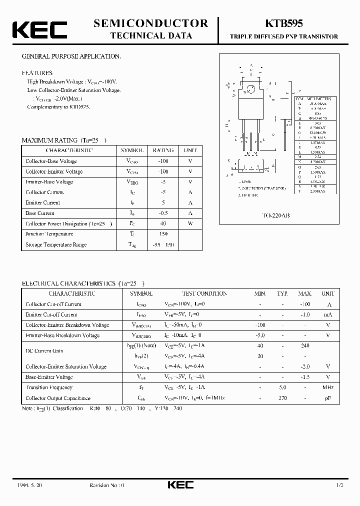 KTB595_8325046.PDF Datasheet