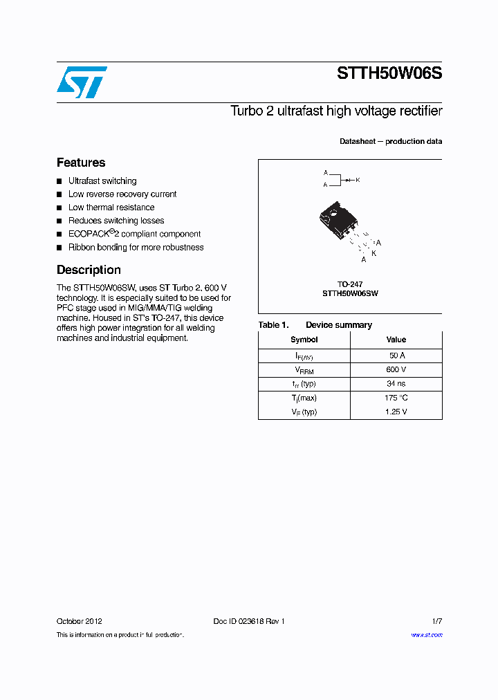 STTH50W06SW_8325262.PDF Datasheet