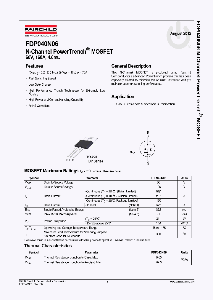 FDP040N06_8327112.PDF Datasheet