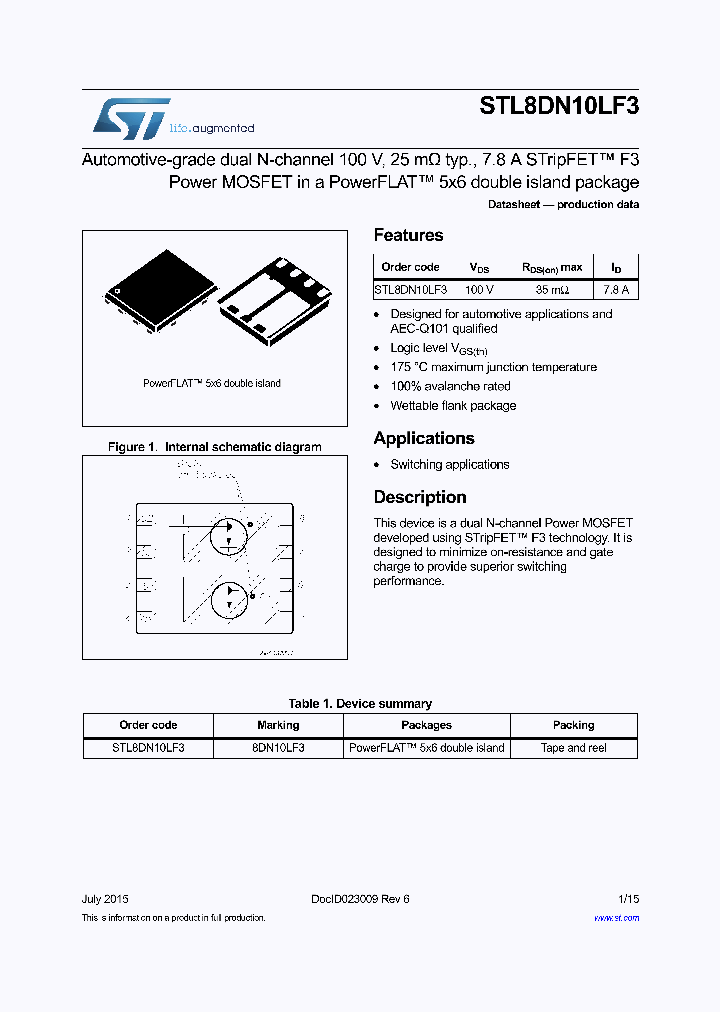 STL8DN10LF3_8327125.PDF Datasheet
