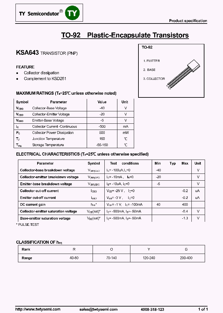 KSA643_8327355.PDF Datasheet