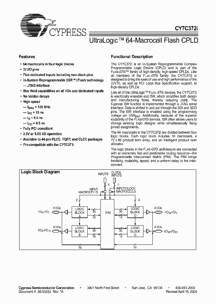 CY7C372I-66YMB_8327437.PDF Datasheet