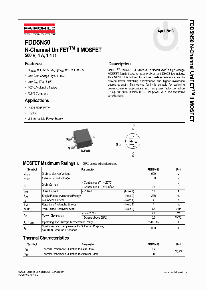 FDD5N50_8327712.PDF Datasheet