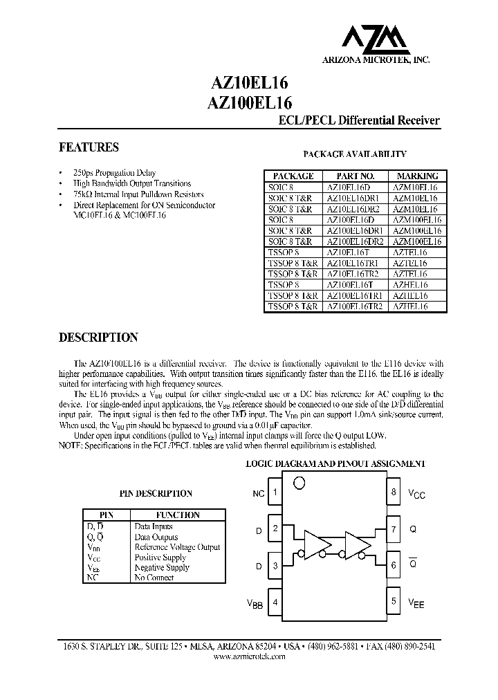AZ100EL16DR1_8329461.PDF Datasheet