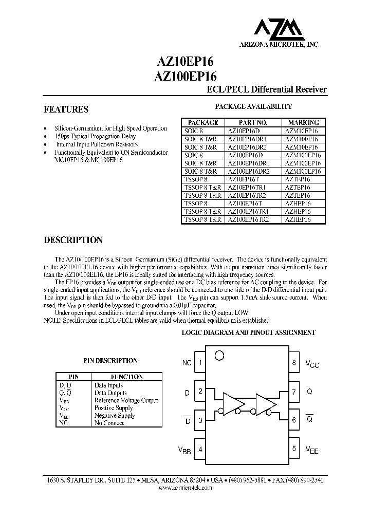 AZ100EP16DR1_8329463.PDF Datasheet
