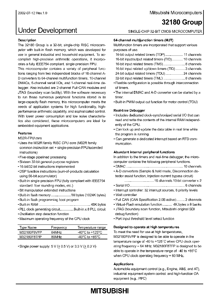 M32180F8TFP_8330350.PDF Datasheet