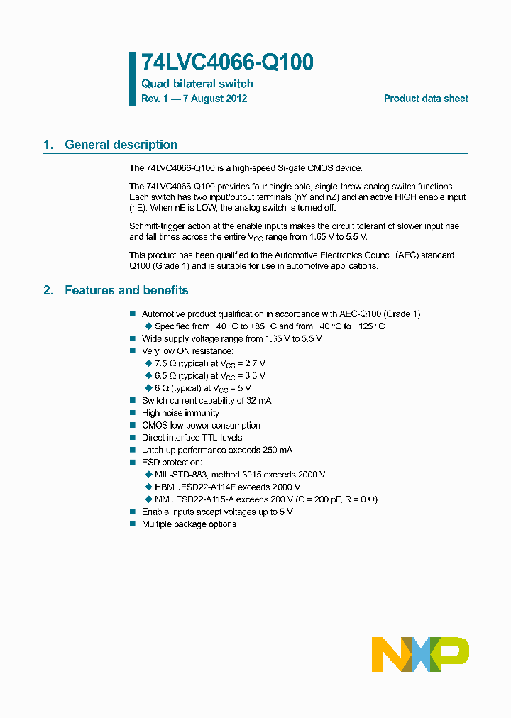 74LVC4066PW-Q100_8330615.PDF Datasheet