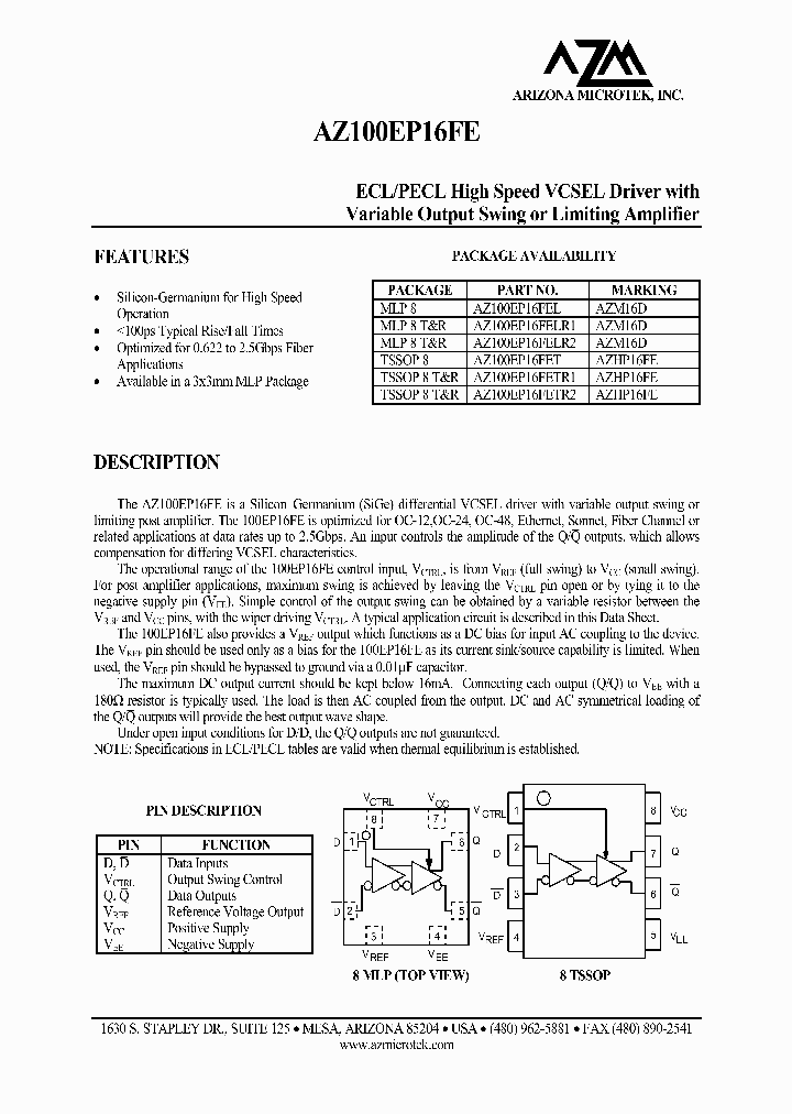 AZ100EP16FELR2_8330559.PDF Datasheet