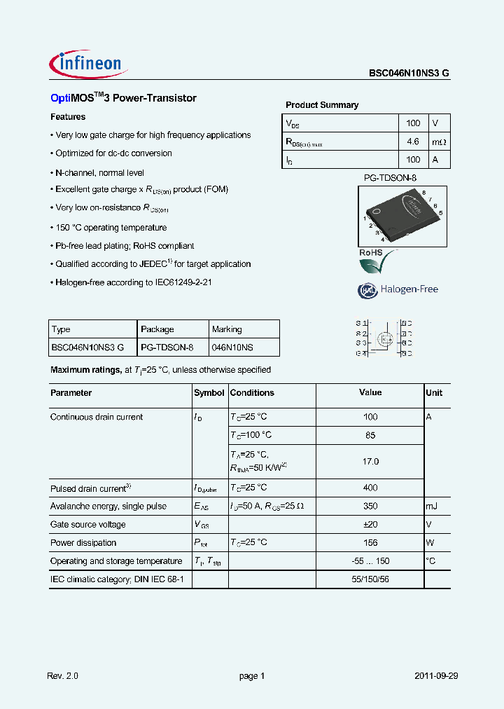 BSC046N10NS3G_8330958.PDF Datasheet