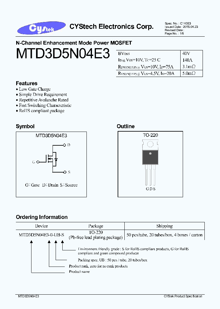 MTD3D5N04E3_8332560.PDF Datasheet
