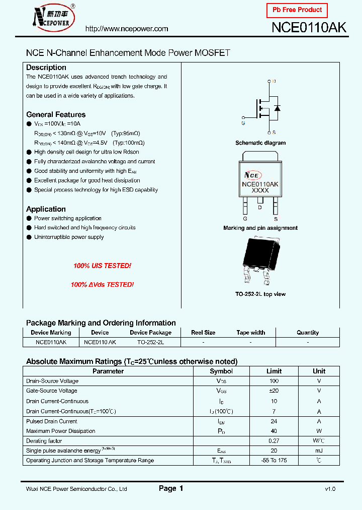NCE0110AK_8332571.PDF Datasheet