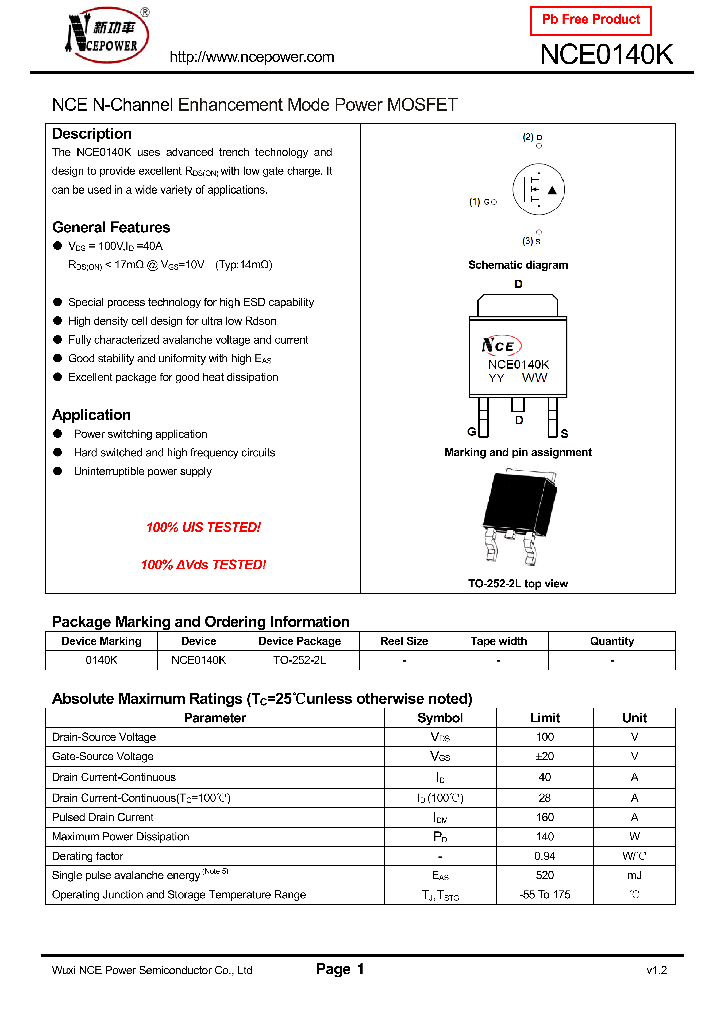 NCE0140K_8332580.PDF Datasheet