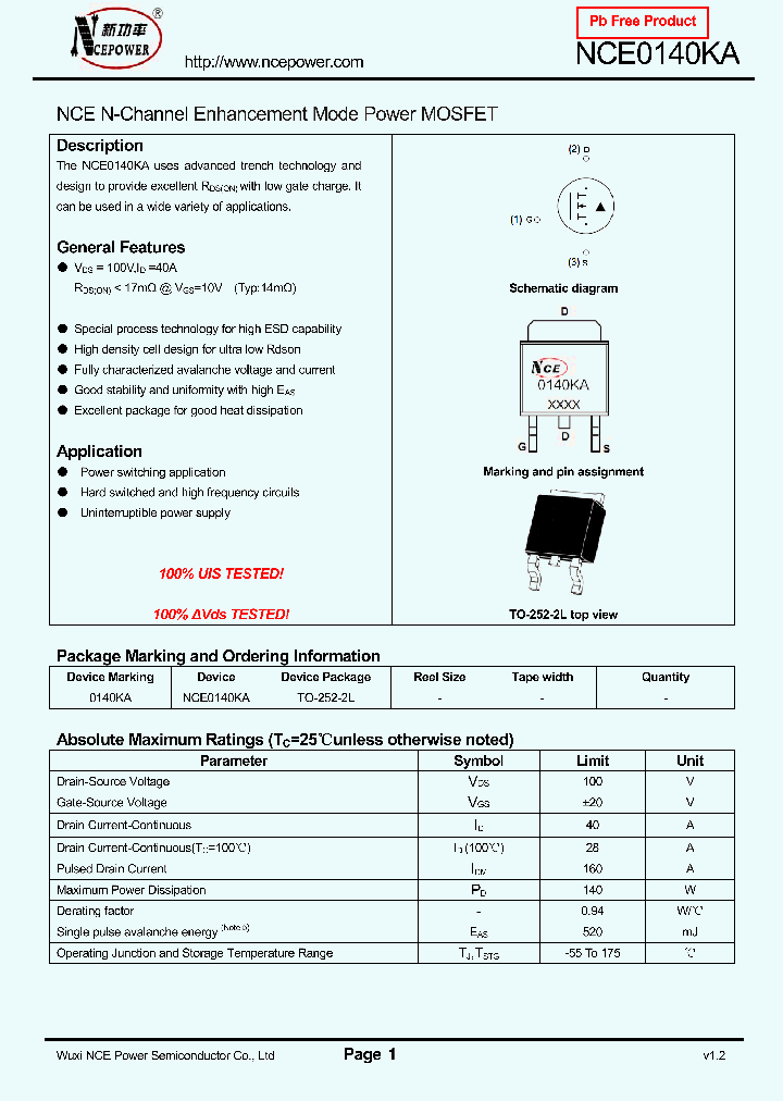 NCE0140KA_8332582.PDF Datasheet