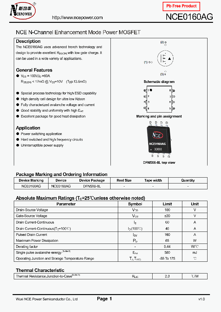 NCE0160AG_8332586.PDF Datasheet