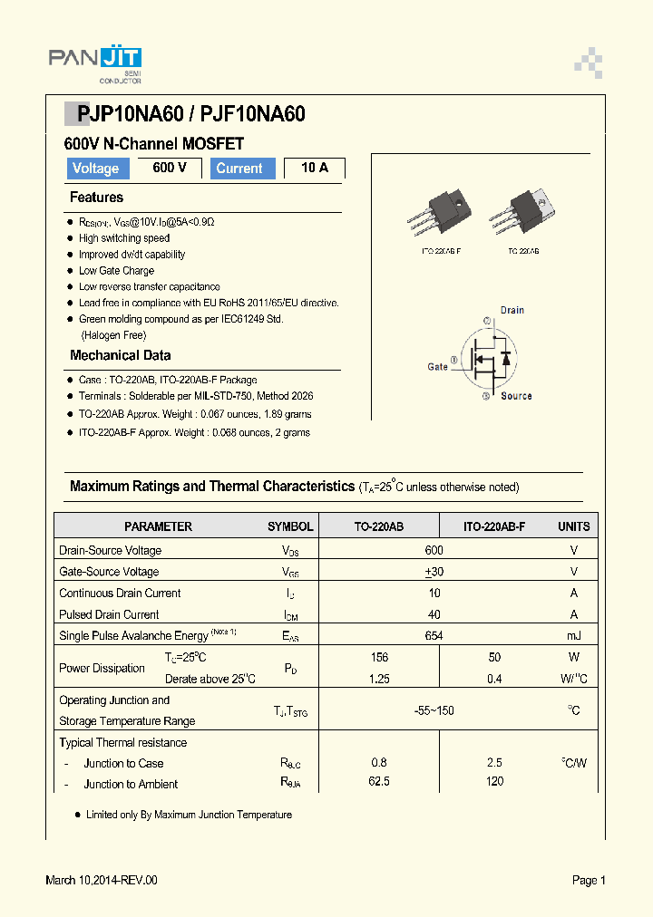 PJP10NA60_8332603.PDF Datasheet