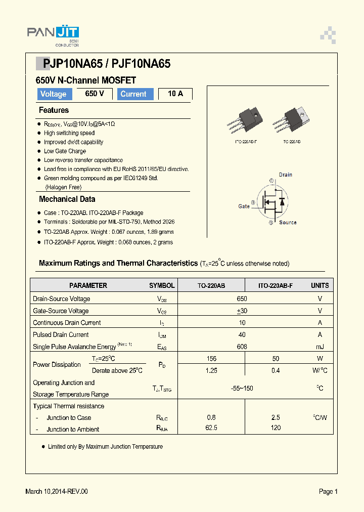 PJP10NA65_8332604.PDF Datasheet