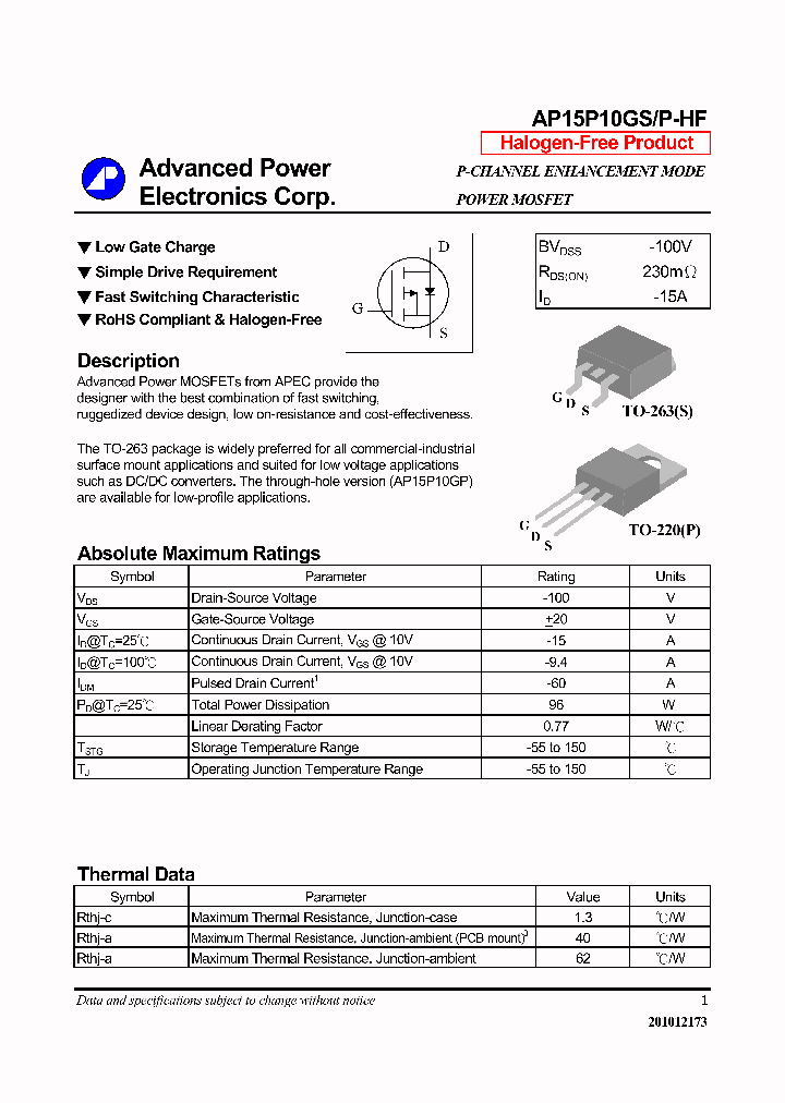 AP15P10GS-HF-14_8332661.PDF Datasheet