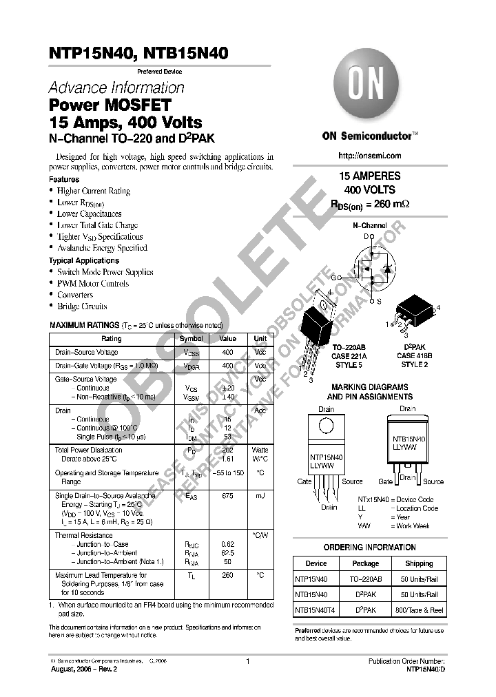 NTP15N40_8333180.PDF Datasheet