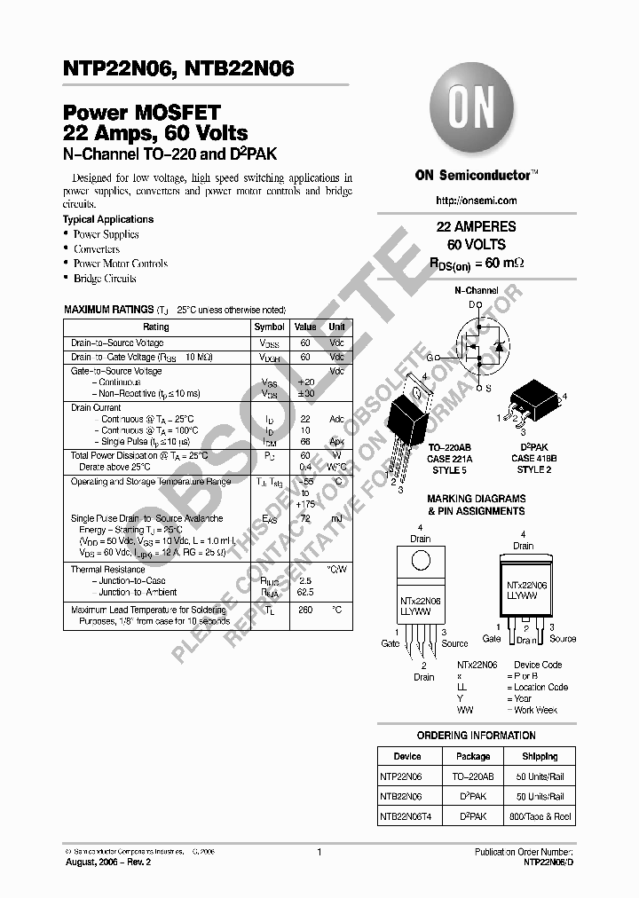NTP22N06_8333181.PDF Datasheet