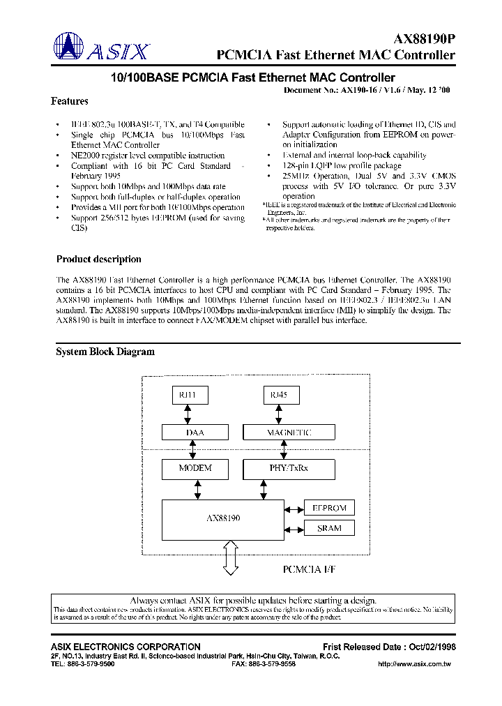 AX88190P_8333332.PDF Datasheet